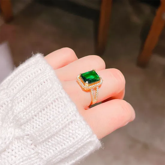 Joyería de moda 925 Plata 10K 14K 18K Oro CZ Anillo de compromiso clásico de moda para mujer