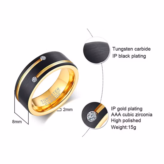 Comercio al por mayor de anillos de oro de tungsteno para hombres nuevos europeos y americanos de alta