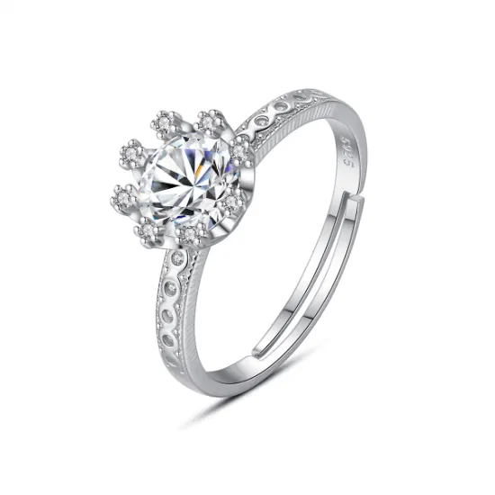 Anillo de compromiso con diamantes de mujer de color, nuevo ajustable, ajustador de plata 925, anillo helado de moissanita